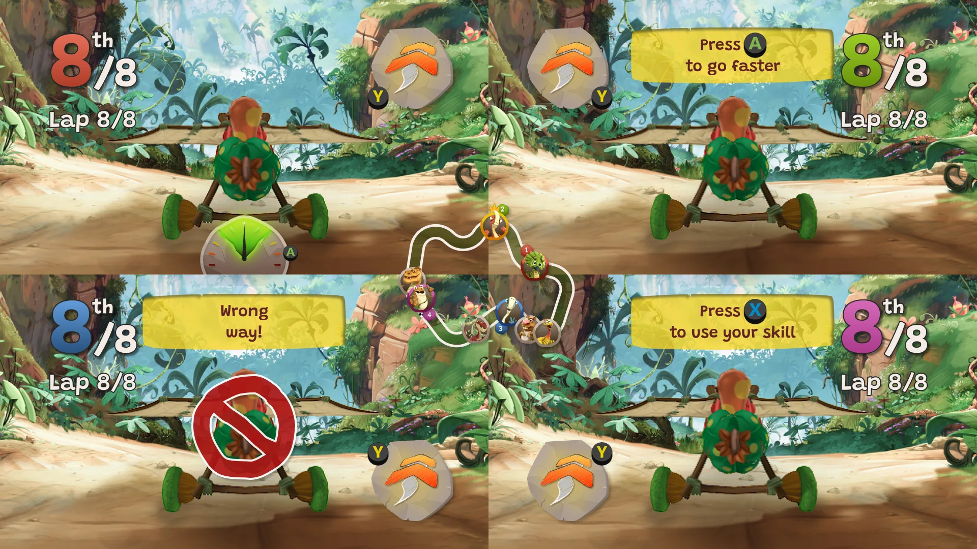 Four Players split-screen HUD